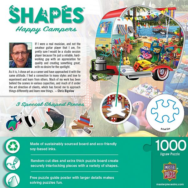 Shapes - Happy Campers 1000 Piece Shaped Jigsaw Puzzle
