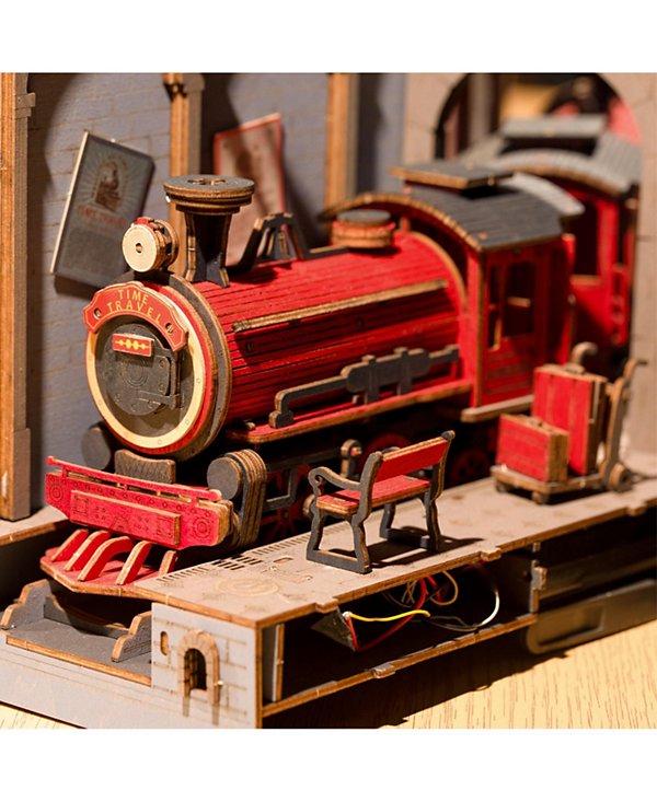 3D Jigsaw Puzzle Wooden Model Building Kit, Time Travel, Multicolored, 7.24"3.86"9.84"